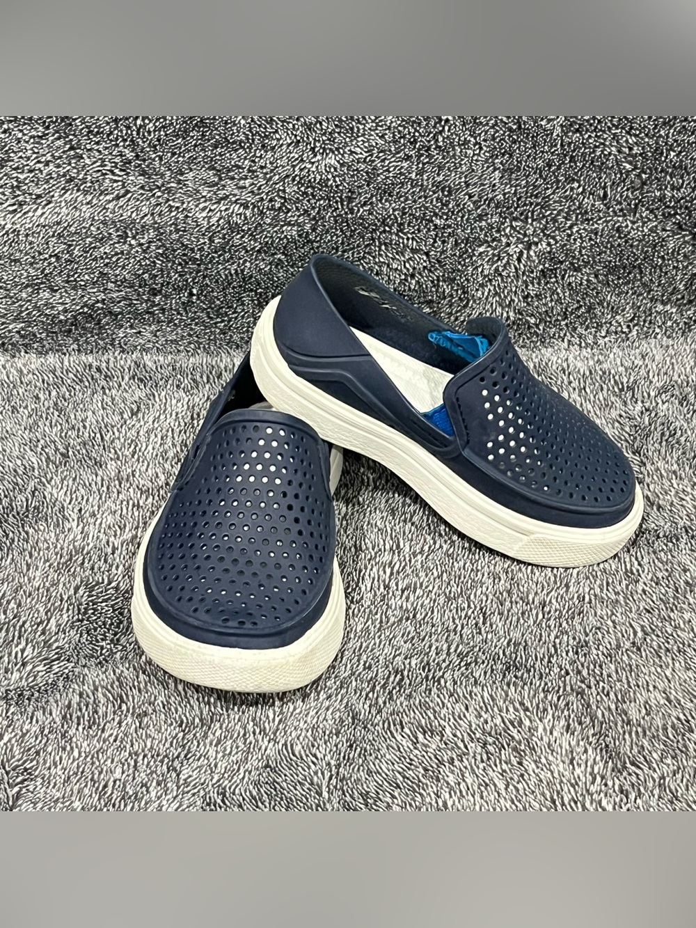 Crocs Toddlers Citilane Roka K Slip-On Casual Shoes Navy Perforated Loafer Sz 7